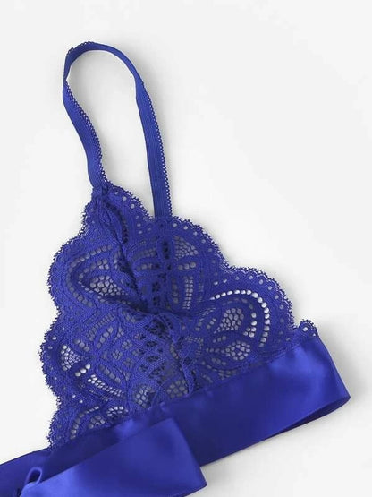 Sajiero Ginny Blue Embroidered Transparent Bikini Set