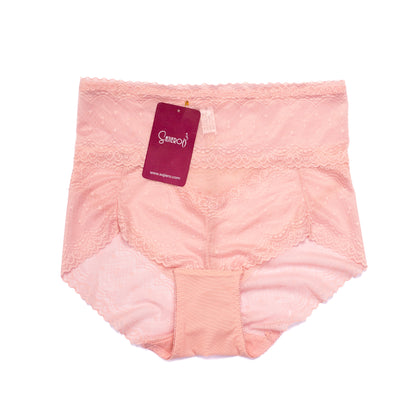 Sajiero Brief Style Plus Size Net Panty pink color best quality panties online shopping in pakistan