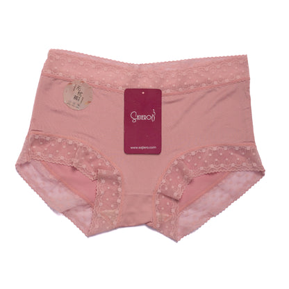 Sajiero TCC Embroidery Net Brief pink color Cotton Panty premium quality panty for women and ladies price in pakistan online 