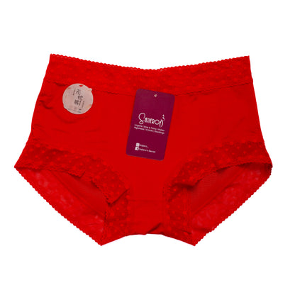 Sajiero TCC Embroidery Net Brief red color Cotton Panty premium quality panty for women and ladies price in pakistan online