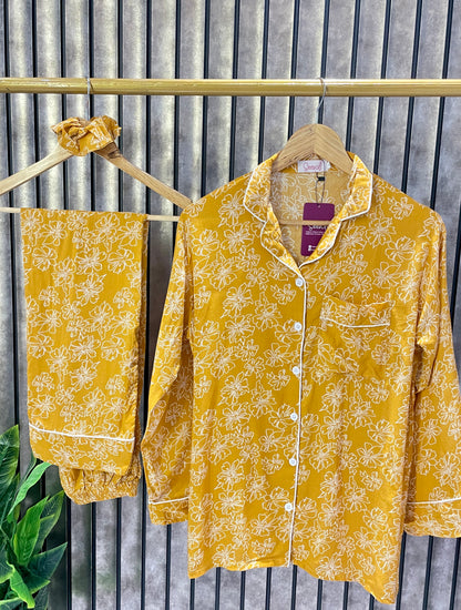 Sajiero Marigold Linen Pajama Suit