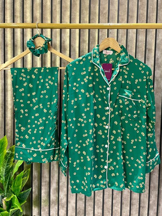 Sajiero Green Haven Linen Pajama Suit