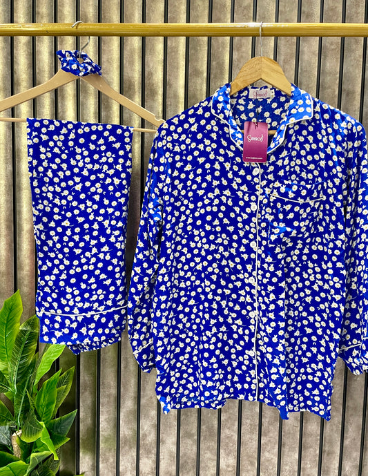 Sajiero Mat Daisy Linen Pajama Suit