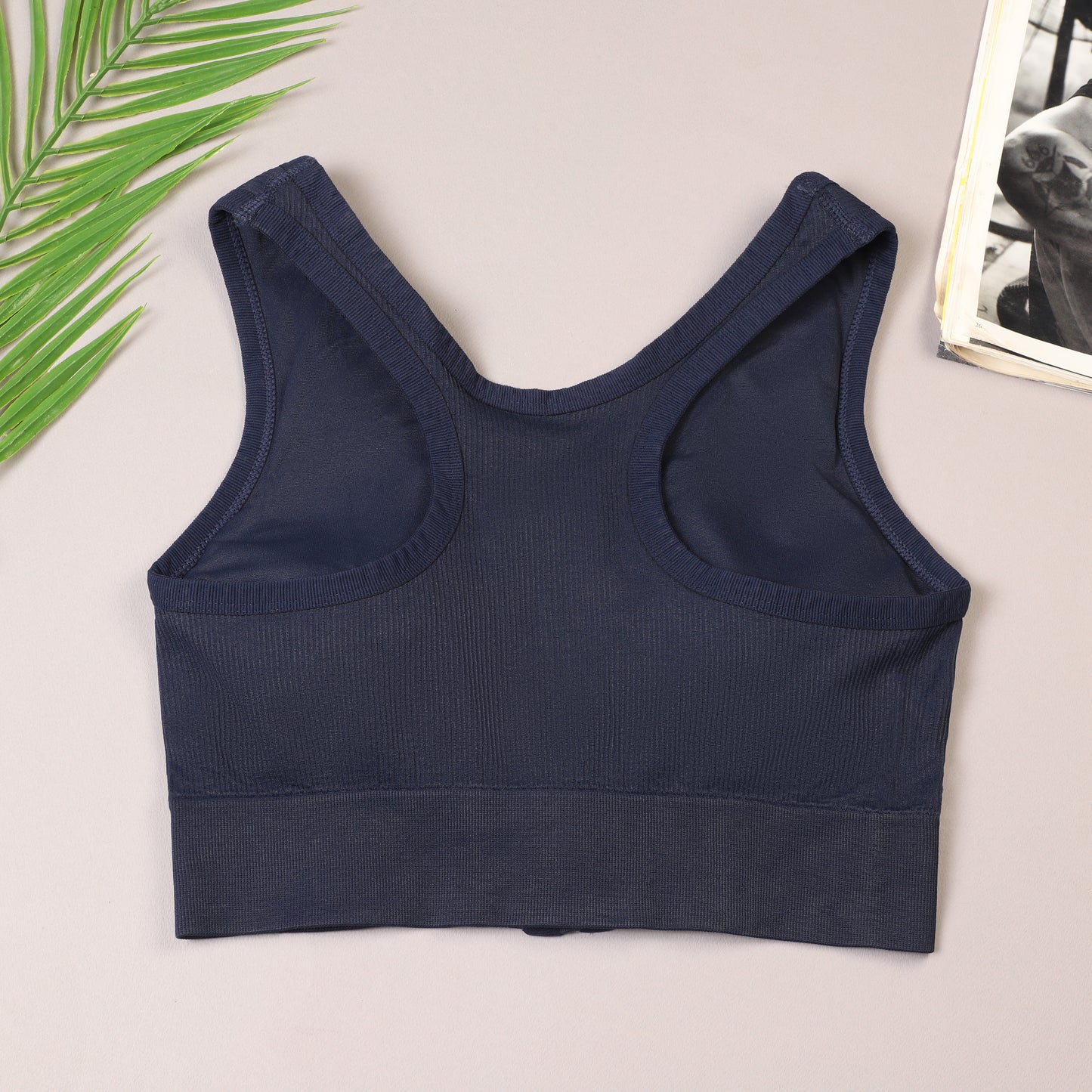 Sajiero Jean Zipper Pushup Sports Bra