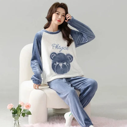 Sajiero Blue Blush Fleece Pajama Suit