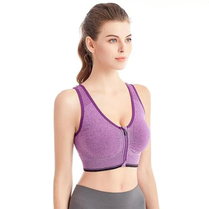 Sajiero Pearl Zipper Pushup Sports Bra