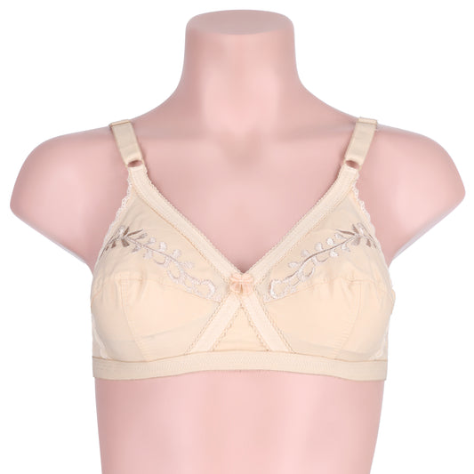 Sajiero Cross Embroidered Casual Non Padded Wireless Bra