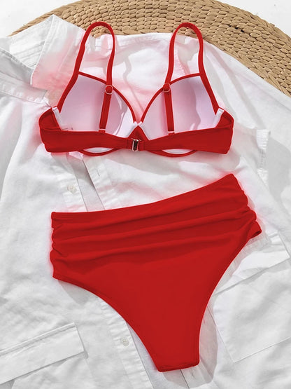 Sajiero Gloria Red Luxury Push Up Bikini Set