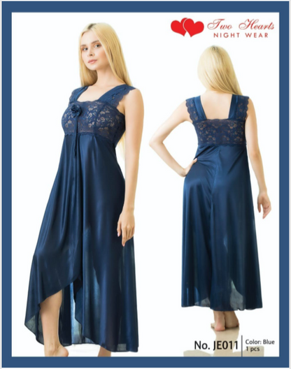 Sajiero Elegant 1 Piece Cross Cut Long Nightie (011)