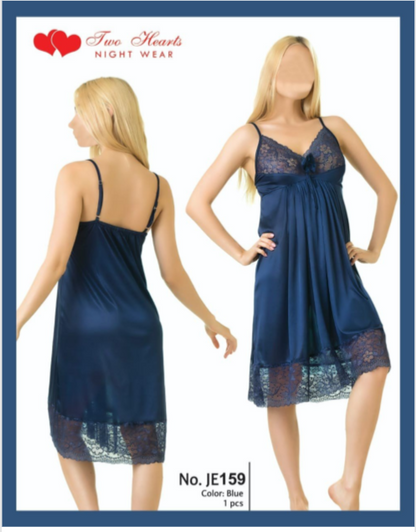 Sajiero 1 Piece Ceder Strap Short Nightie blue color soft quality silk nighty dress comfy feel for ladies price in pakistan