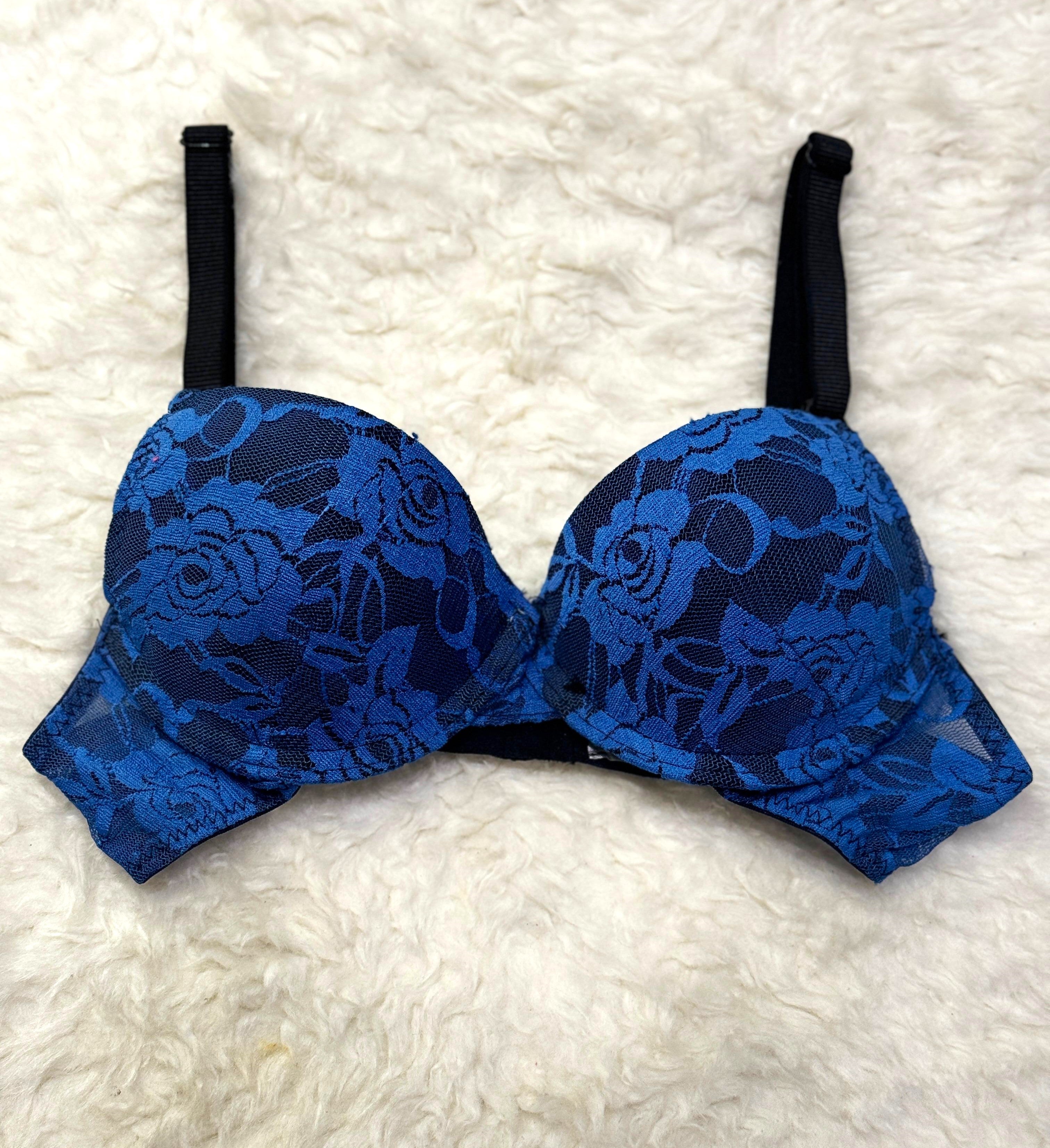 Sajiero Spark Blue Floral Casual Padded Bra best quality unique design bra price in pakistan