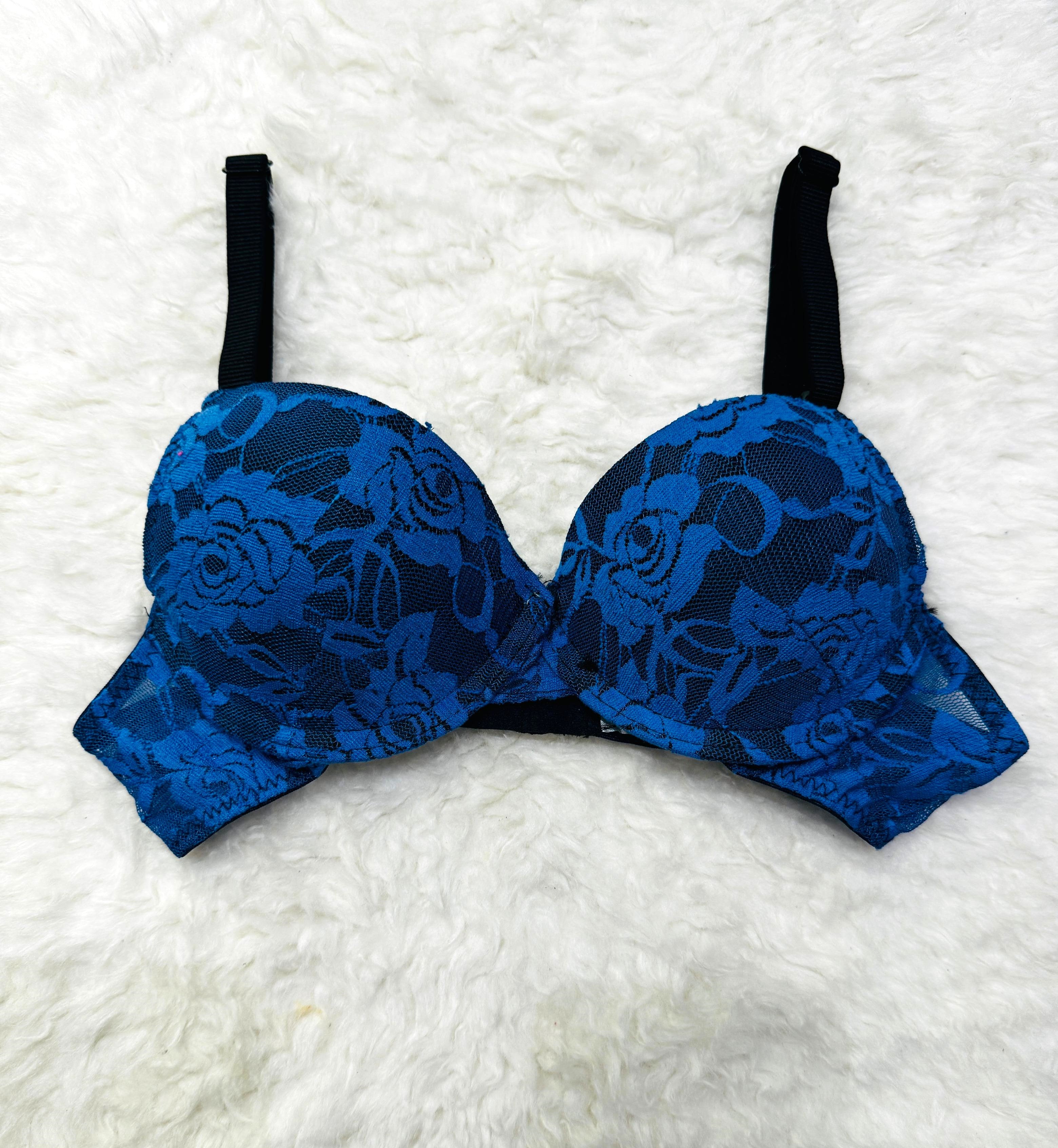 Sajiero Spark Blue Floral Casual Padded Bra best quality unique design bra price in pakistan