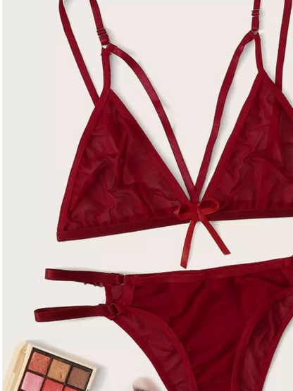 Sajiero Ex Maroon Sexy Transparent Bikini Set