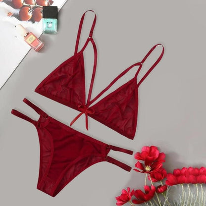 Sajiero Ex Maroon Sexy Transparent Bikini Set