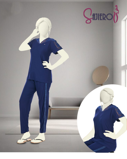 Sajiero Noir Cotton Casual Plain Pajama Suit