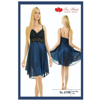 Sajiero Empire 1 Piece Ceder Strap Short Nightie blue hot short nightie for women price in pakistan