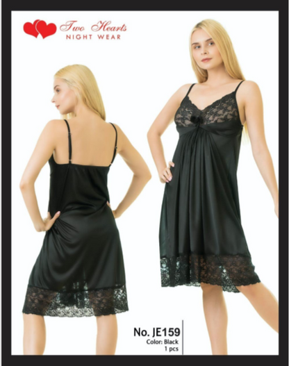 Sajiero 1 Piece Ceder Strap Short Nightie black color soft quality silk nighty dress comfy feel for ladies price in pakistan